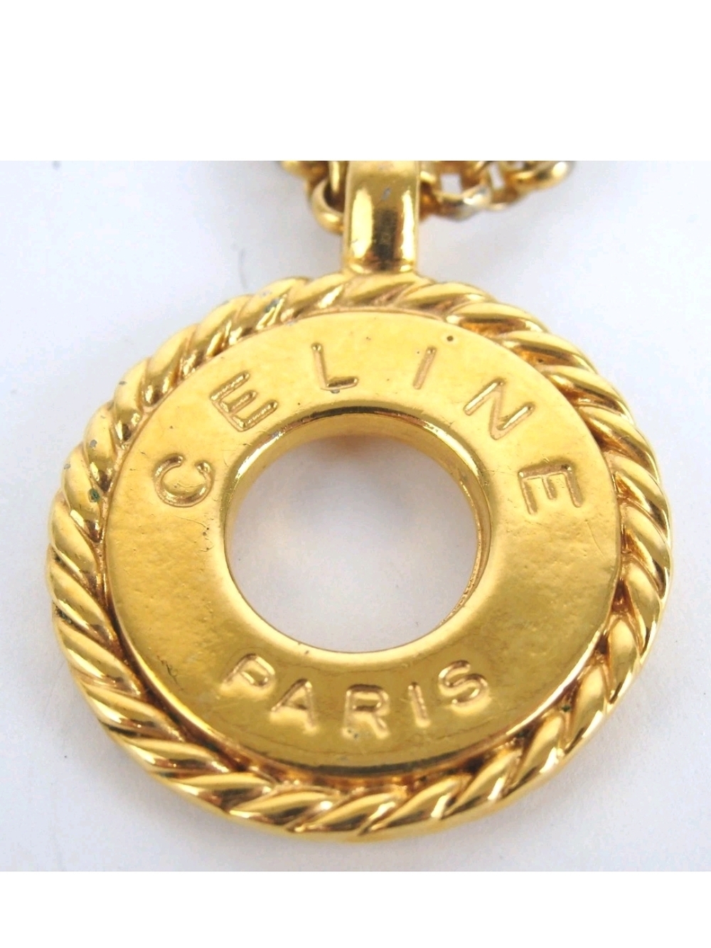 Celine Paris Gold-Tone Rope Circle Pendant Necklace - Picture 4 of 9